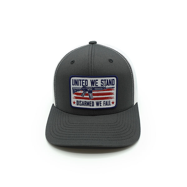 Load image into Gallery viewer, United We Stand Disarmed We Fall Woven Patch Hat
