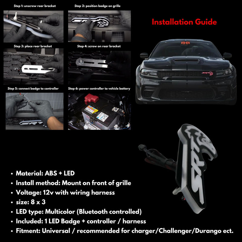 Load image into Gallery viewer, SRT Hellcat LED Emblem Badge: (Multicolor)
