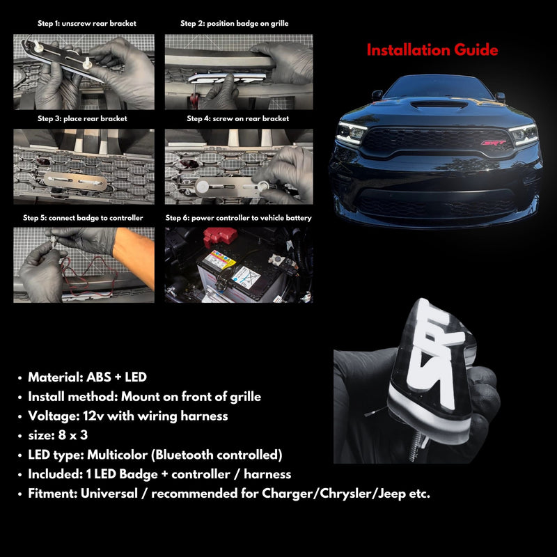 Load image into Gallery viewer, SRT LED Emblem Badge: (Multicolor)

