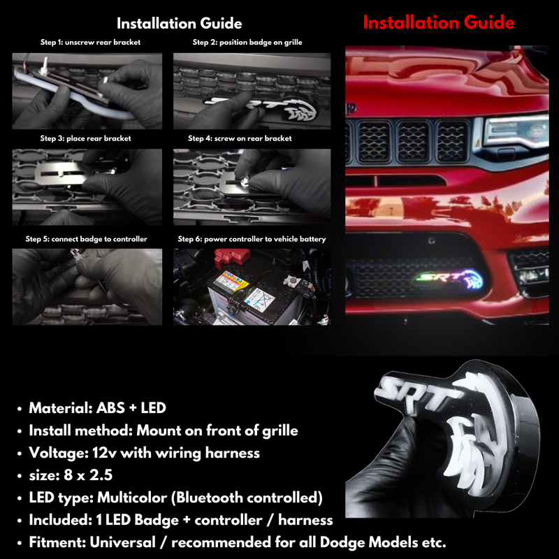 Load image into Gallery viewer, SRT Trackhawk Hellhawk LED Emblem: (Multicolor Flow)
