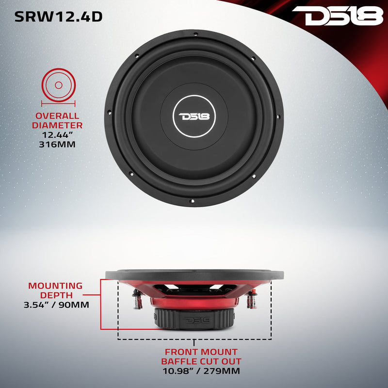 Load image into Gallery viewer, SRW Shallow-Mount 12" Subwoofer 220 Watts Rms DVC 4-Ohm
