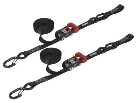 Load image into Gallery viewer, PRP SPEEDSTRAP 1" x 15' Ratcheting Tie Down Straps w/ 'S' Hooks &amp; Soft Ties - 2 Pack
