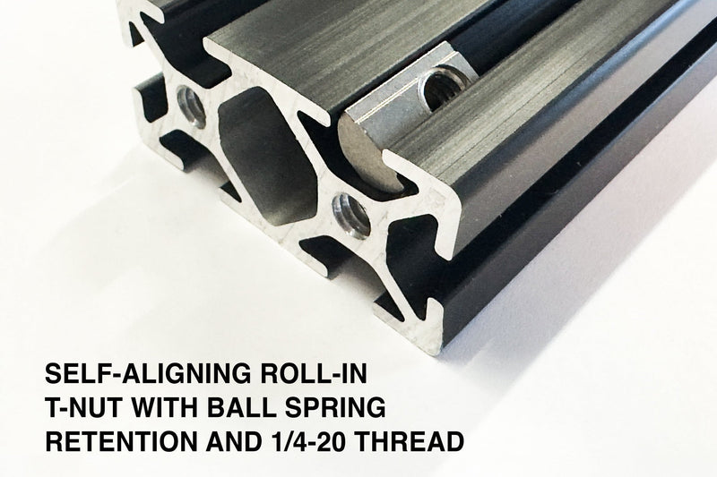 Load image into Gallery viewer, 10S Self-Aligning Roll-In T-Nuts with Ball Spring – 304 Stainless Steel (1/4-20 Thread)

