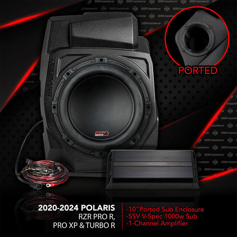 Load image into Gallery viewer, 2020, 2021, 2022, 2023, 2024 Polaris RZR Pro R, Turbo R and Pro XP Subwoofer add-on Kit with Ported Subwoofer Enclosure for Factory Ride Command
