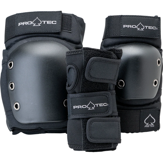 ProTec Street Gear Adult 3 Pack Open Back Combo Pads - Black