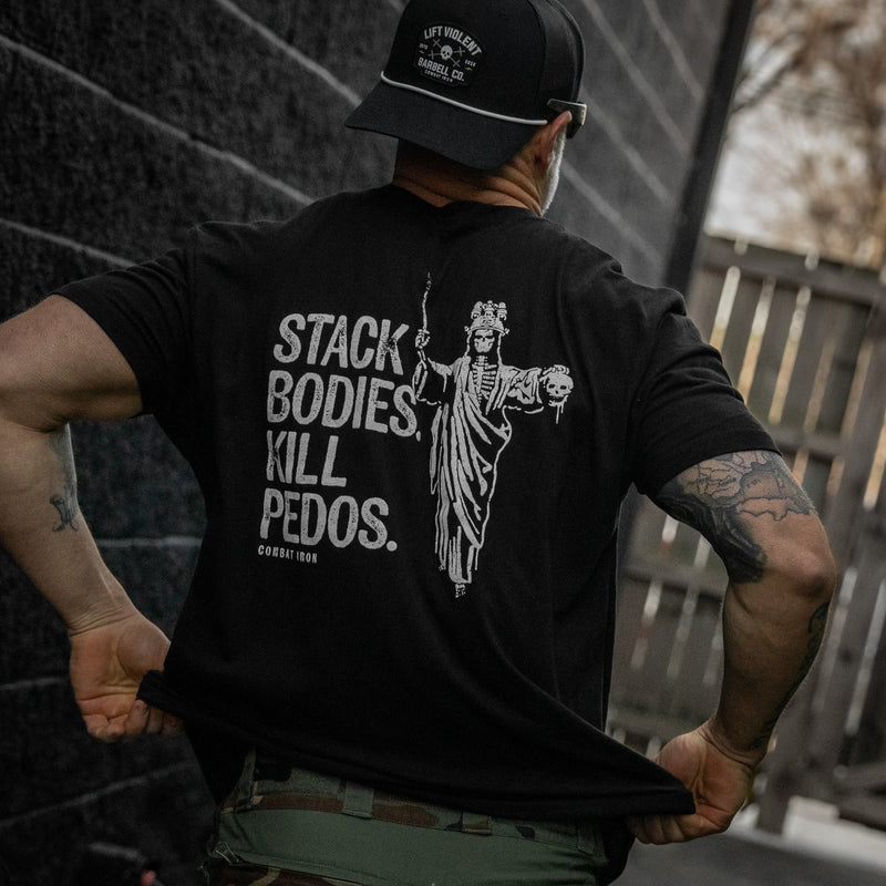 Load image into Gallery viewer, Stack Bodies. Kill Pedos. Men's T-Shirt
