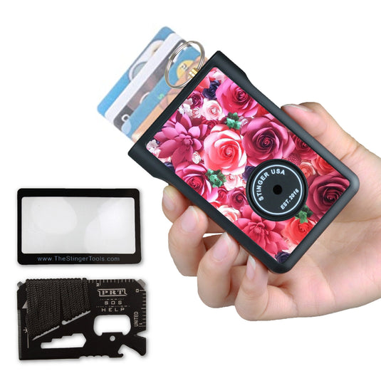 Safety Wallet With Personal Alarm Multi Functional Tool (Green Marble)