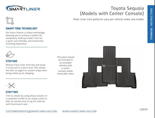 SMARTLINER Custom Fit Floor Liners For 2023-2025 Toyota Sequoia (7 Passenger Model without Center Console)