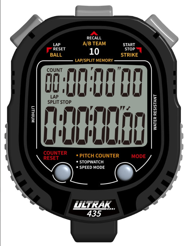 Load image into Gallery viewer, ULTRAK 435 Pitch Counter With Strike Percentage &amp; Pitch Speed Monitor - 10 Memory Stopwatch
