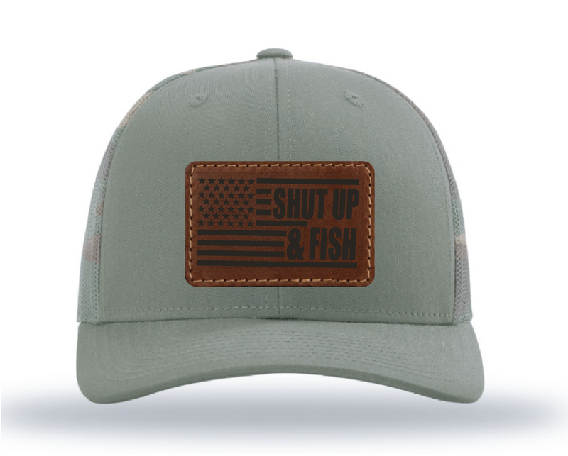 Load image into Gallery viewer, Shut Up &amp; Fish Flag Patch - Green Camo
