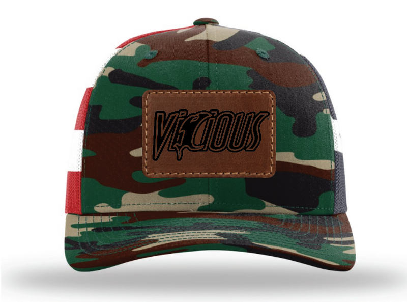 Load image into Gallery viewer, Vicious Logo - Green Camo/USA Flag
