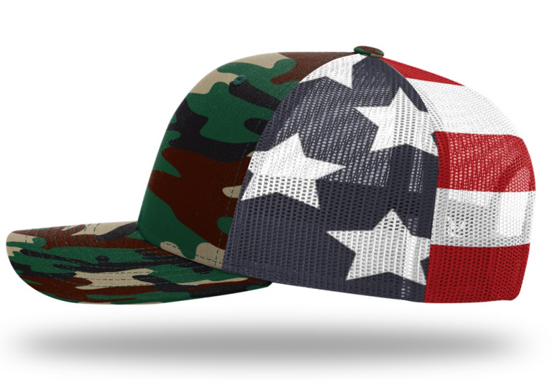Load image into Gallery viewer, Shut Up &amp; Fish Flag Patch - Green Camo/USA Flag
