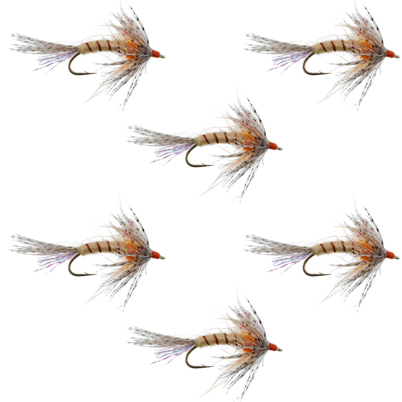 Load image into Gallery viewer, Orange Shakey Bealy Fall Soft Hackle Wet Fly - 6 Flies Hook Size 10
