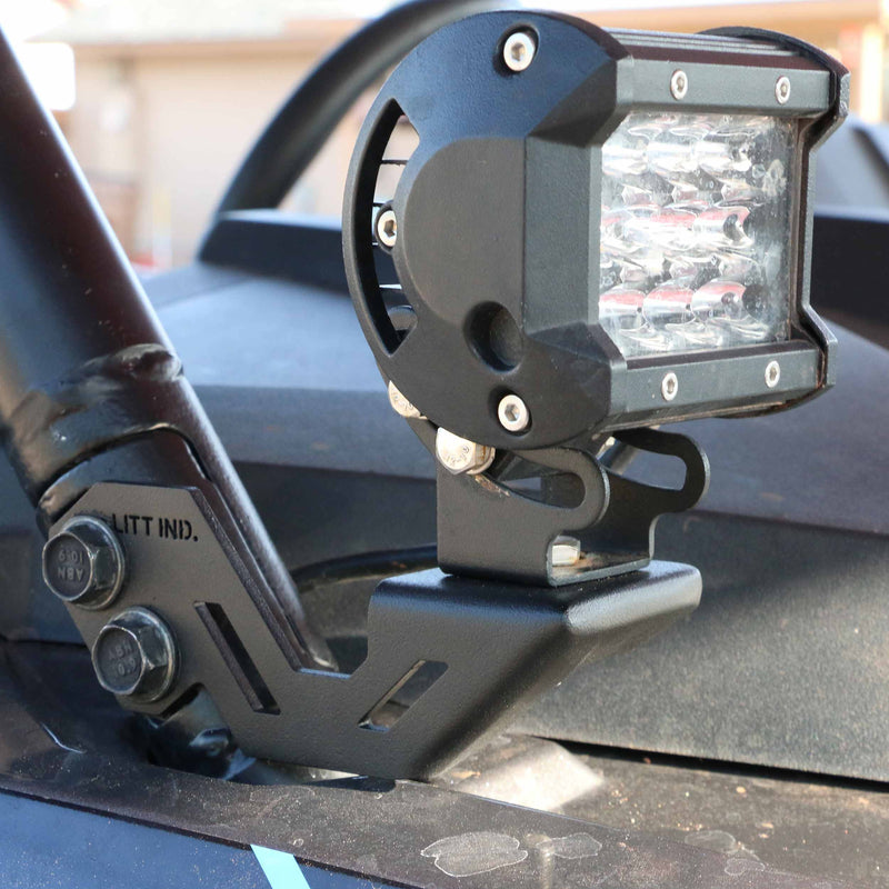 Load image into Gallery viewer, led off road off-road light pod gusseted mounting bracket for polaris rzr xp 1000 model UTV by litt industries
