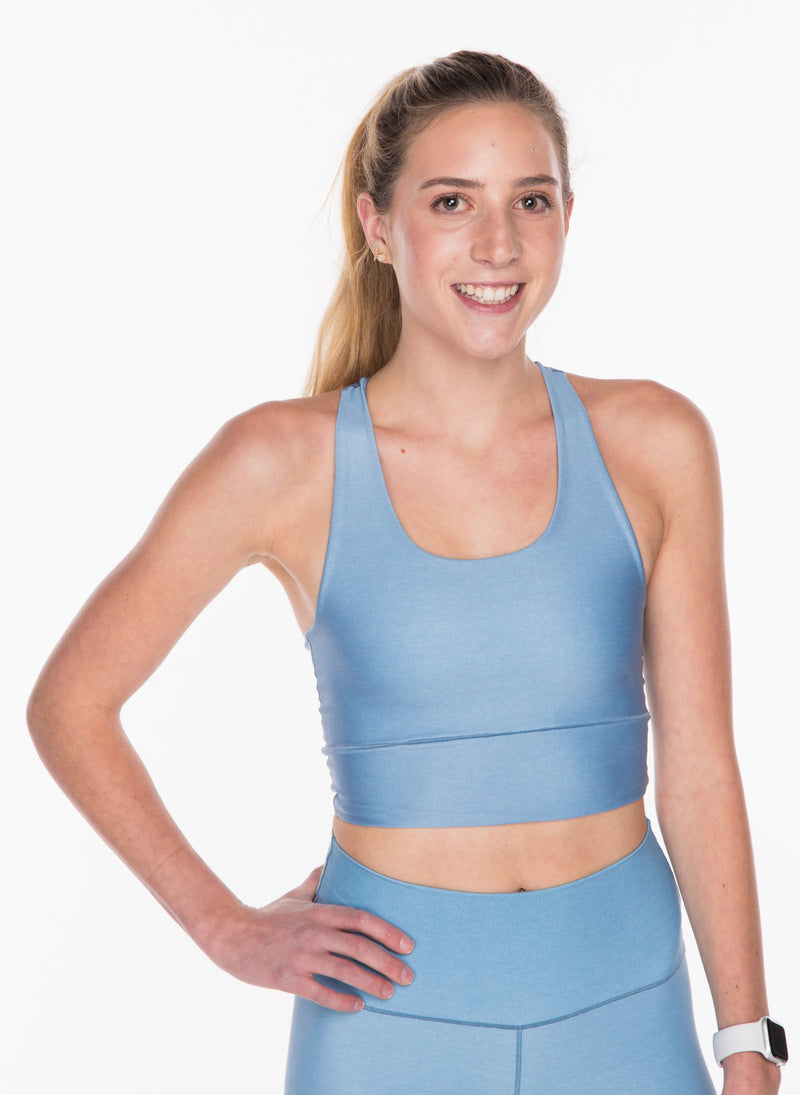 Load image into Gallery viewer, Sky Blue Summit Longline Sports Bra
