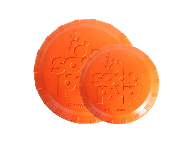 Load image into Gallery viewer, Bottle Top Flyer Rubber Frisbee for Dogs | Orange | Vet Approved | USA Made
