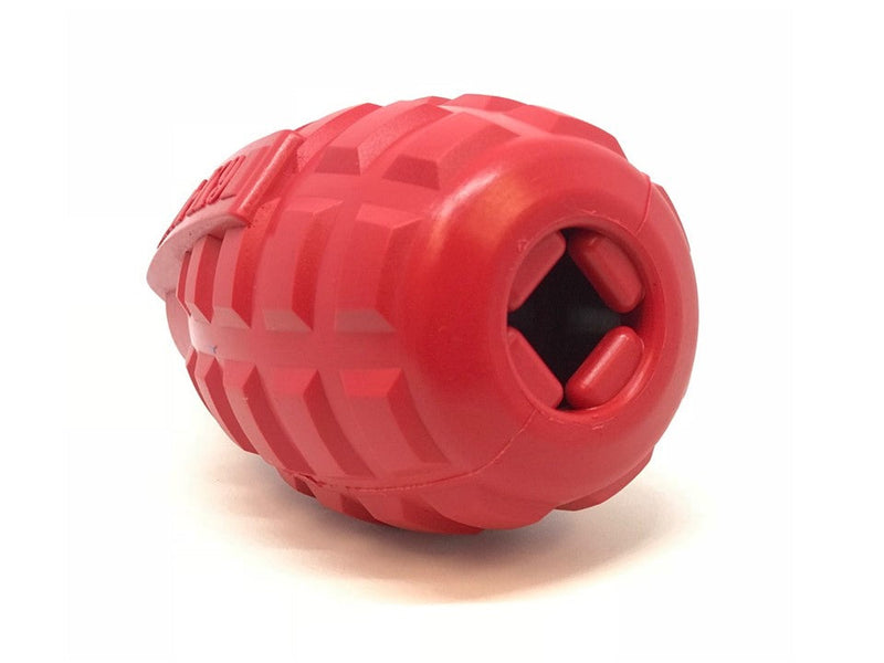 Load image into Gallery viewer, USA-K9 Grenade Rubber Dog Chew Toy | K9 Handler eDispenser Toy | Red &amp; Blue | USA Made
