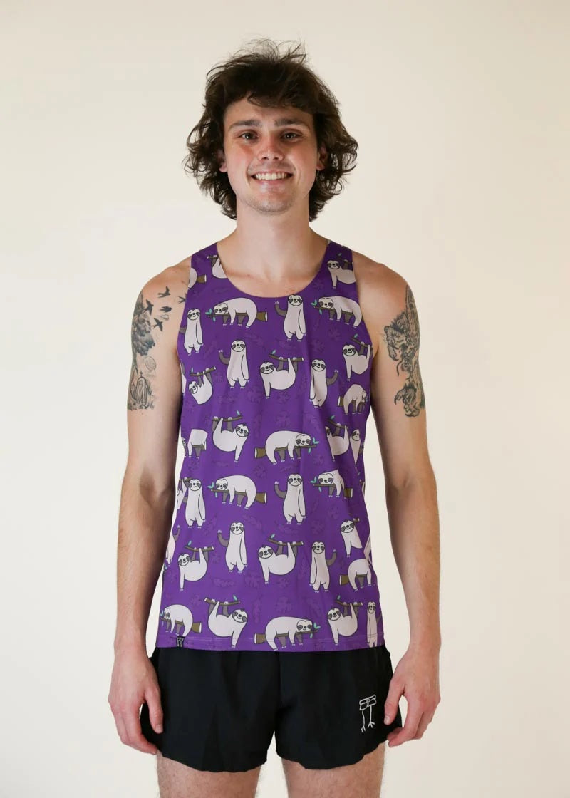Load image into Gallery viewer, Men&#39;s Sloths Performance Singlet (Purple)
