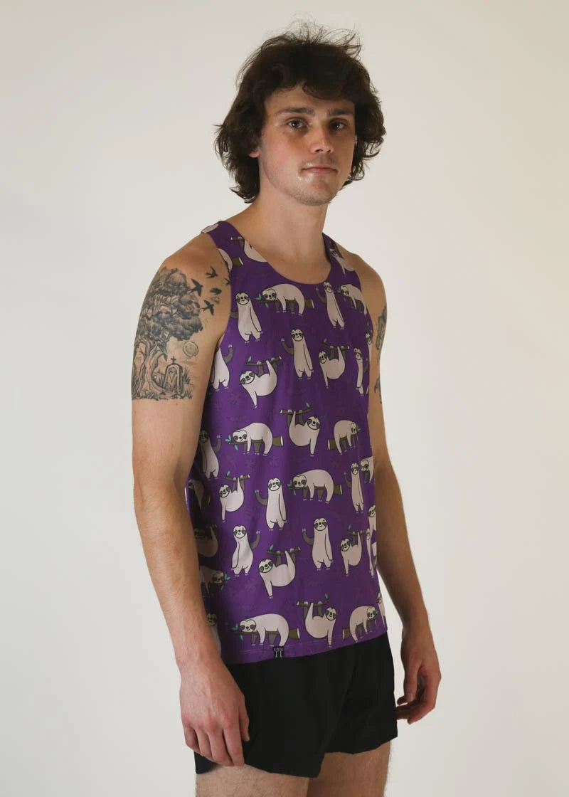 Load image into Gallery viewer, Men&#39;s Sloths Performance Singlet (Purple)
