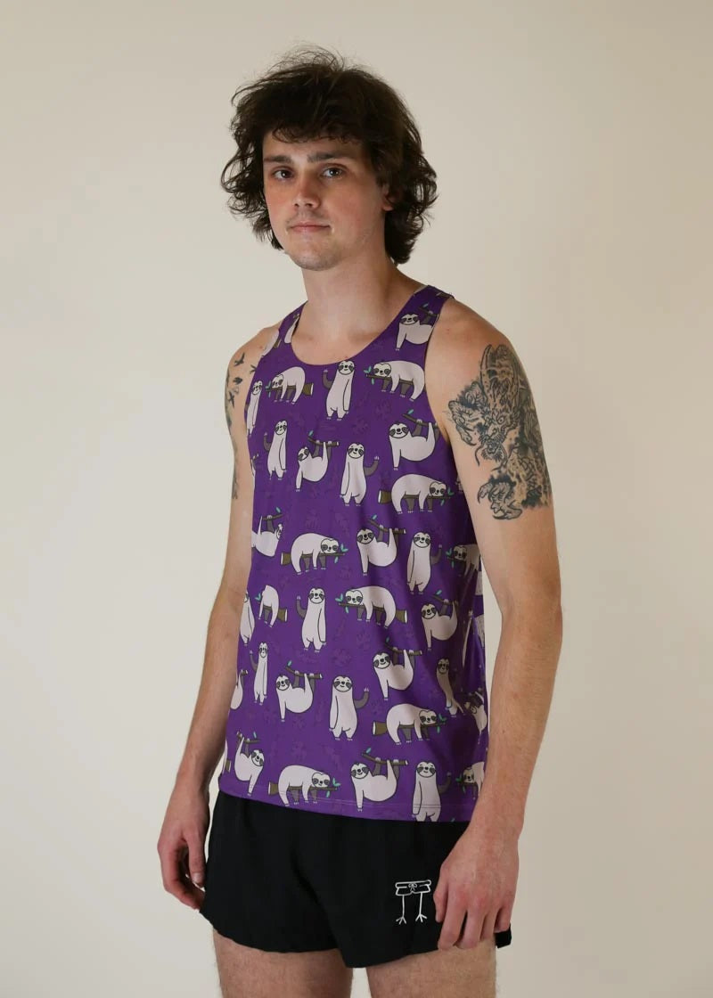 Load image into Gallery viewer, Men&#39;s Sloths Performance Singlet (Purple)

