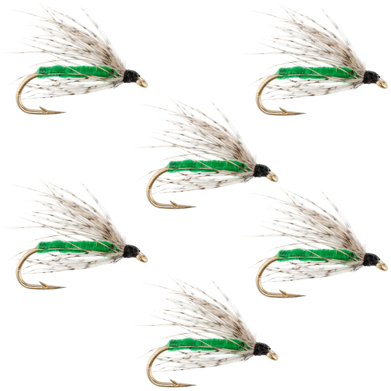 Load image into Gallery viewer, Soft Hackle Partridge and Green Fly Fishing Wet Flies - 6 Flies Hook Size 14

