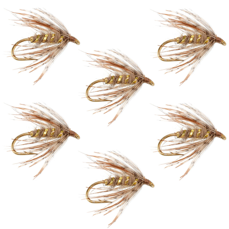 Load image into Gallery viewer, Soft Hackle March Brown Partridge Fly Fishing Wet Flies - 6 Flies Hook Size 16

