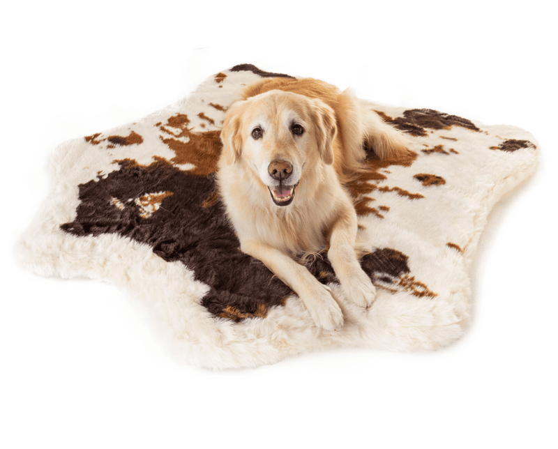 Load image into Gallery viewer, PupRug® Animal Print Memory Foam Dog Bed - Brown Faux Cowhide
