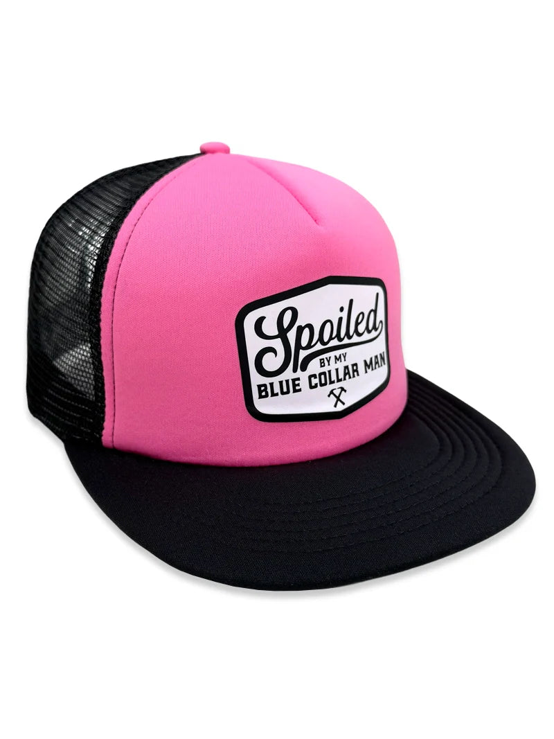 Load image into Gallery viewer, Spoiled by my Blue Collar Man Snapback Trucker

