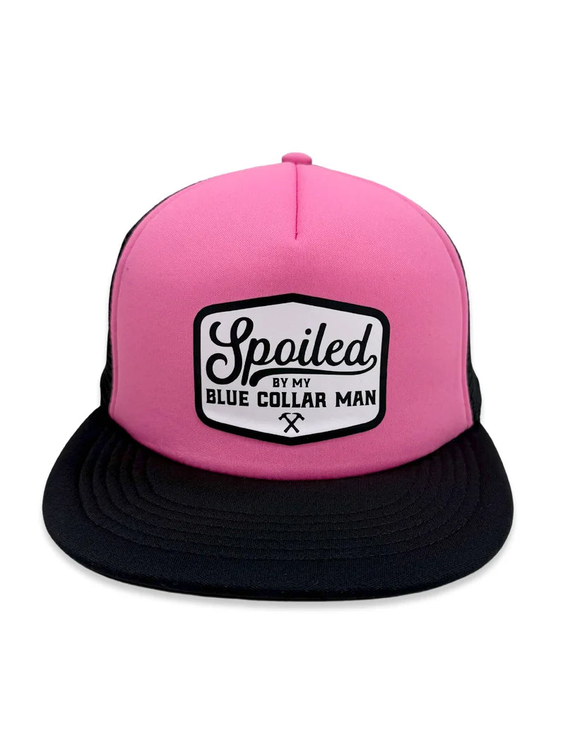 Load image into Gallery viewer, Spoiled by my Blue Collar Man Snapback Trucker
