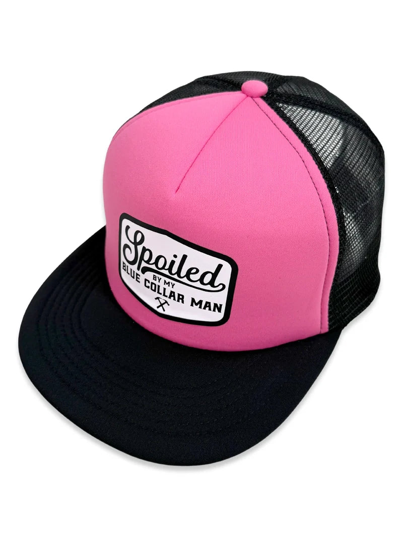 Load image into Gallery viewer, Spoiled by my Blue Collar Man Snapback Trucker
