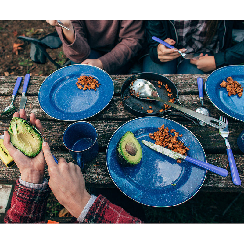 Load image into Gallery viewer, Stansport Deluxe 24-Piece Enamel Camping Tableware Set

