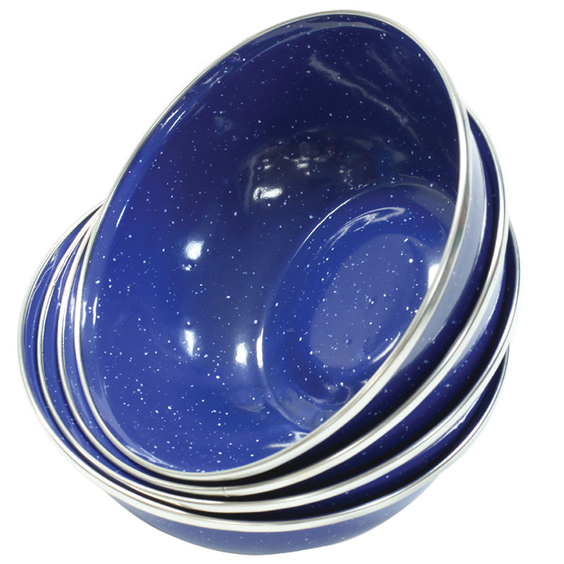 Load image into Gallery viewer, Stansport Deluxe 24-Piece Enamel Camping Tableware Set
