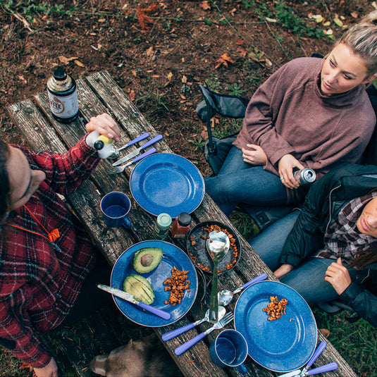 Stansport Deluxe 24-Piece Enamel Camping Tableware Set