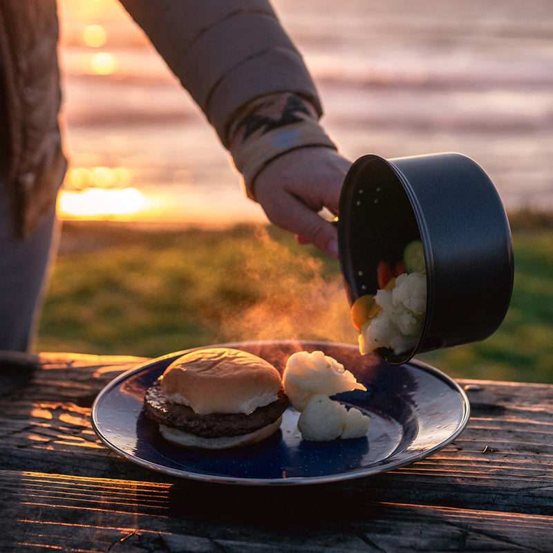 Load image into Gallery viewer, Stansport Deluxe 24-Piece Enamel Camping Tableware Set
