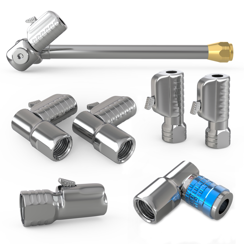 Load image into Gallery viewer, Lightning™ Tire Air Chuck Starter Kit - Patented | Open Flow, 1/4&quot; F-NPT (Set of 7)
