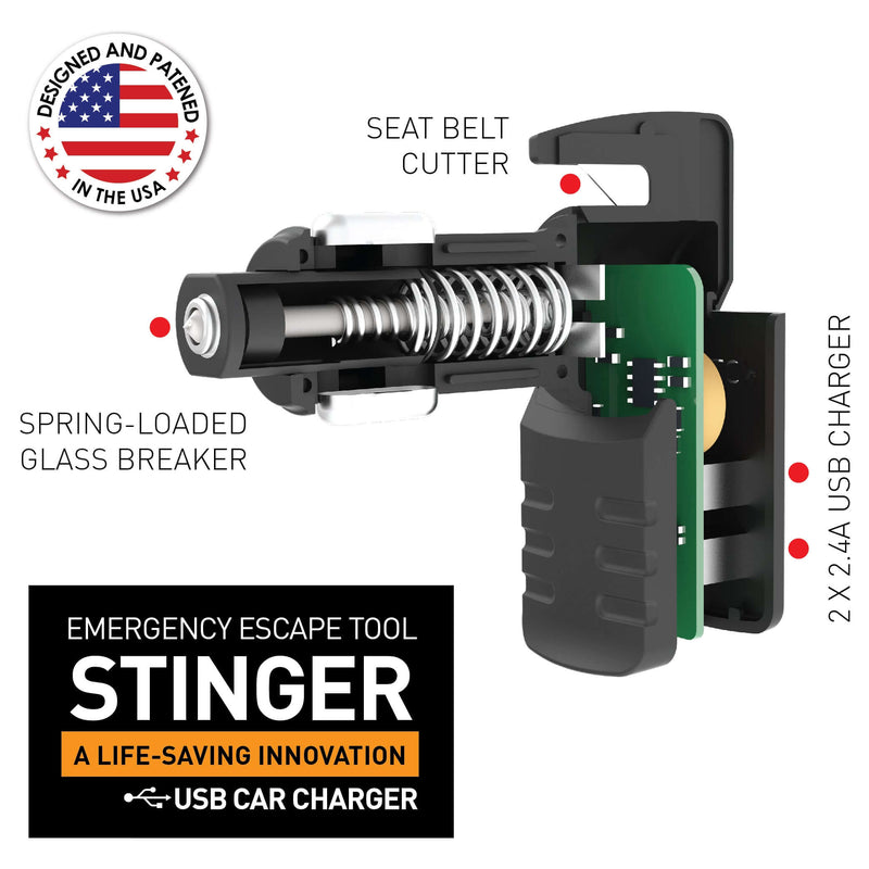 Load image into Gallery viewer, USB Car Charger Emergency Tool (Black)
