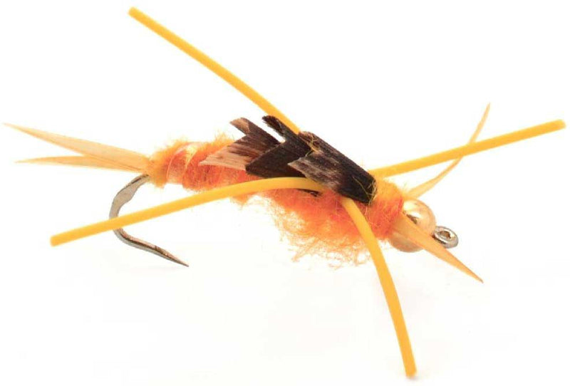 Load image into Gallery viewer, Barbless Gold Bead Kaufmann's Golden Stone Fly with Rubber Legs - Stonefly Wet Fly - 6 Flies Hook Size 12
