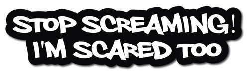 STOP SCREAMING I'M SCARED TOO HELMET DECAL