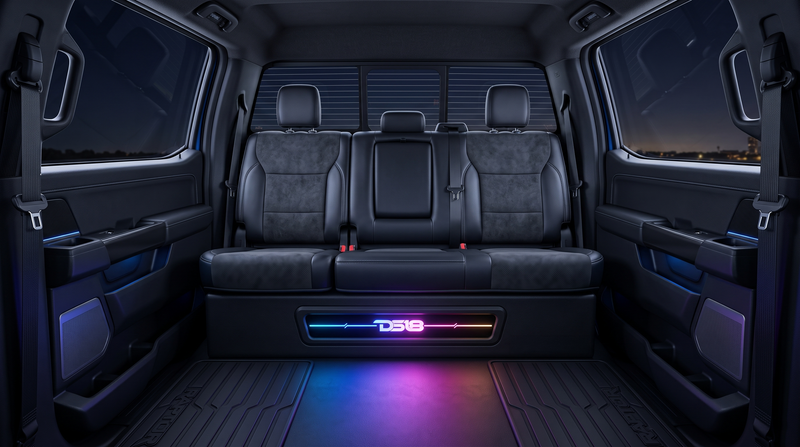 Load image into Gallery viewer, Ford F-150 2 x 10" Subwoofer Loaded Enclosure Package With Vinyl Finish and Dream LED Lights (MADE IN USA)
