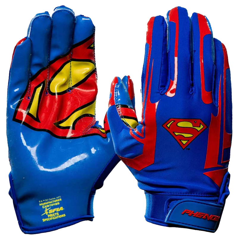 Load image into Gallery viewer, Superman Football Gloves - VPS1 by Phenom Elite
