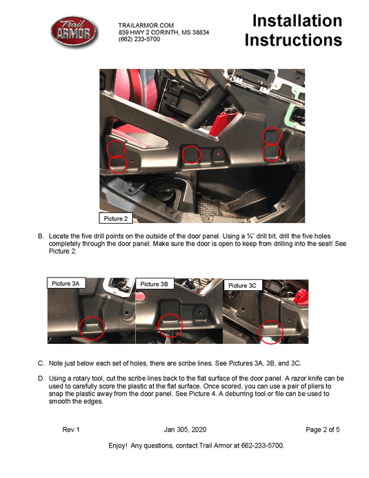 Trail Armor Lower Door Insert Kit for 2019-21 Honda Talon 1000