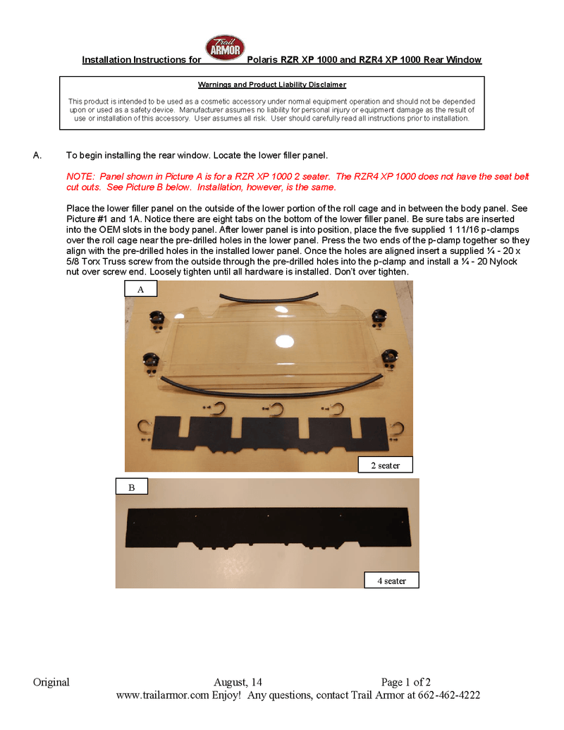 Load image into Gallery viewer, Trail Armor Polaris Hard Rear Window for 2014-22 RZR 4 XP 1000 Model
