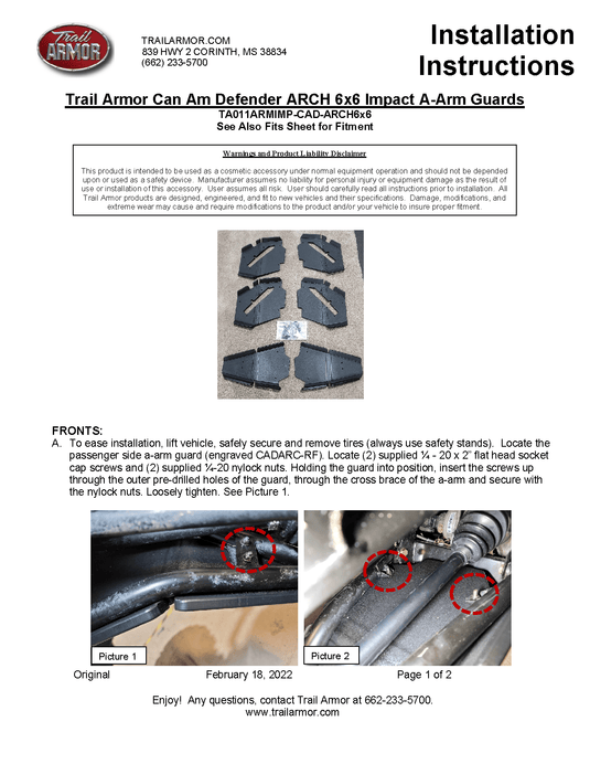 Trail Armor A-Arm Guards for 2020-23 Can-Am Defender 6x6