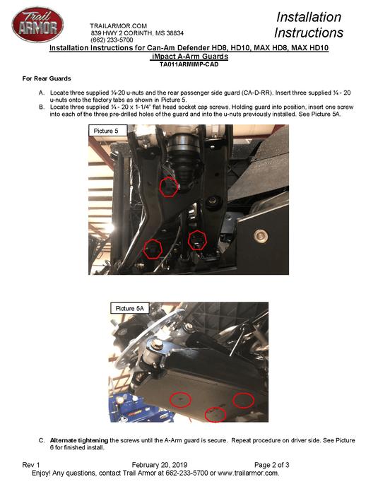 Trail Armor iMPACT A-Arm Guards for 2017+ Can-Am Defender