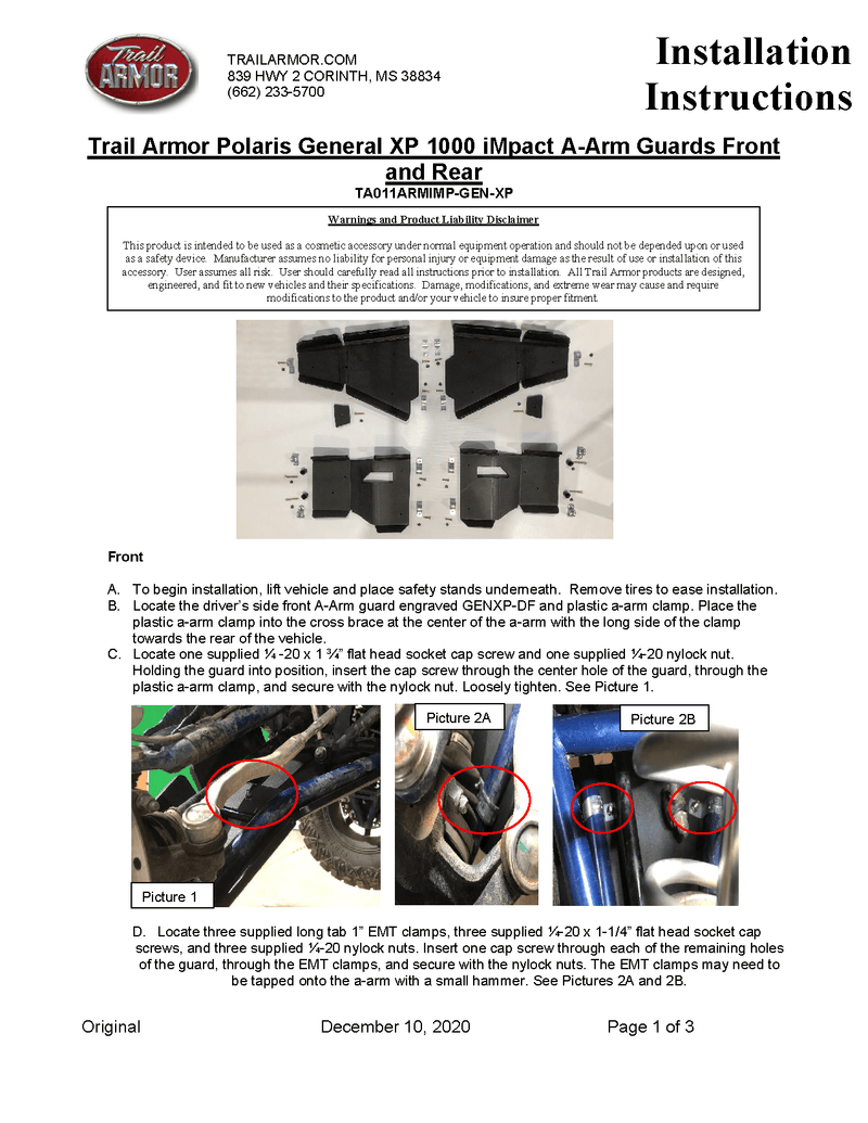 Load image into Gallery viewer, Trail Armor IMpact A-Arm Guards Front &amp; Rear for Polaris General XP 1000 / XP 1000 4
