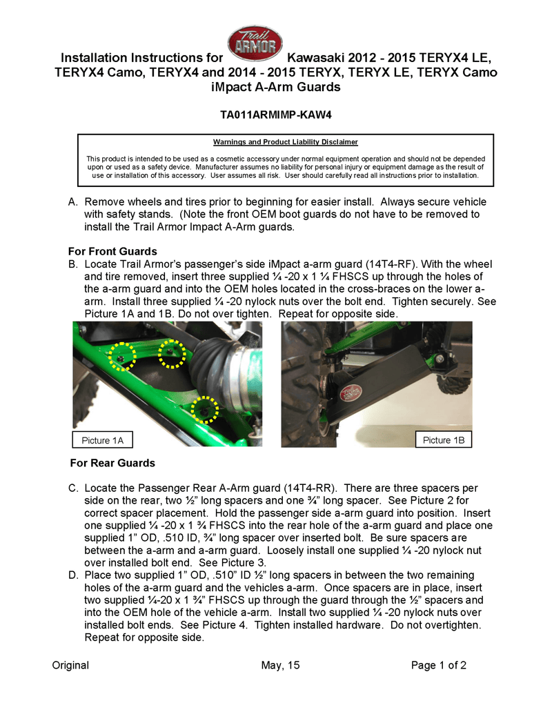 Load image into Gallery viewer, Trail Armor Kawasaki iMpact A-Arm Guard for 2012-20 Camo TERYX4 Models
