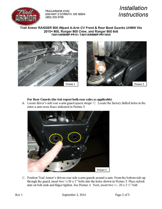 Trail Armor iMpact A-Arm CV Front & Rear Boot Guards for2010-14 Ranger 800 Model