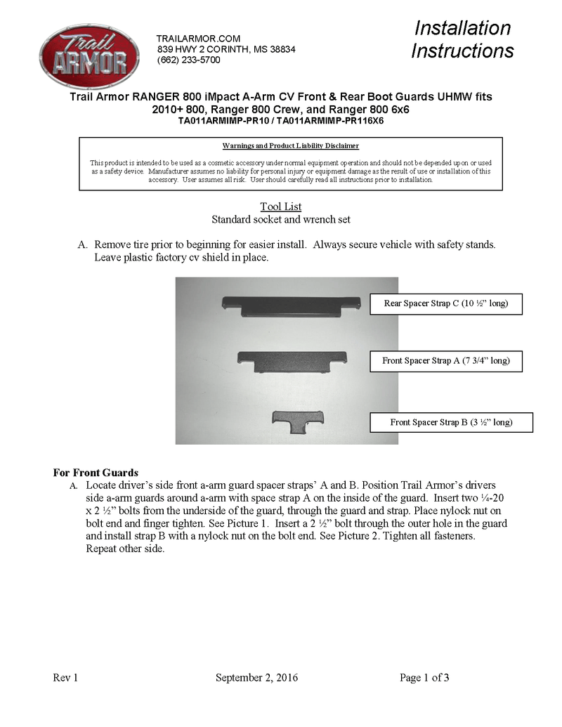 Load image into Gallery viewer, Trail Armor iMpact A-Arm CV Front &amp; Rear Boot Guards for 2010-17 Ranger 800 6x6
