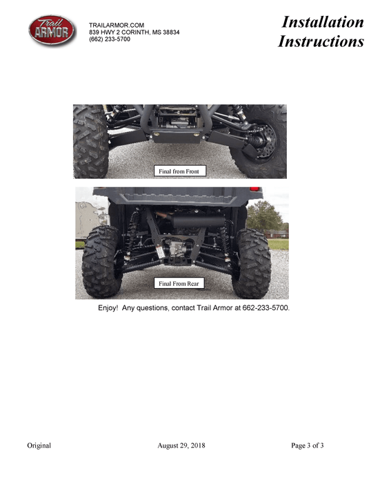 Trail Armor iMpact A-Arm Guards Yamaha for 2019-22 Wolverine X2 / X4 XTR Model