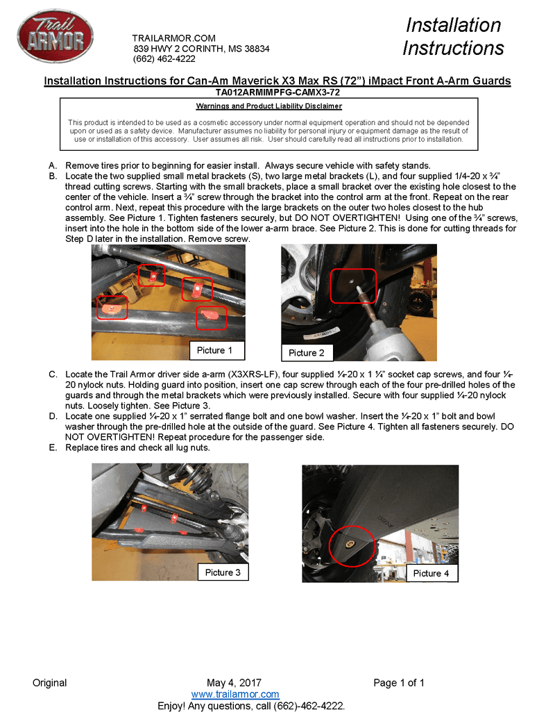 Load image into Gallery viewer, Trail Armor Front A Arm Guards for 2017+ Can-Am Maverick X3 72"
